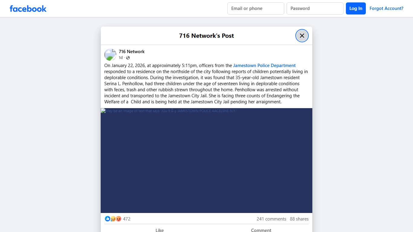 716 Network - On January 22, 2026, at approximately... Facebook